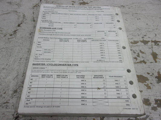 Honda Generator 2008 OEM Generator Troubleshooting Manual Part# TO103