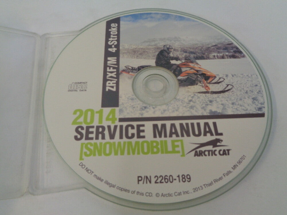 Arctic Cat Snowmobile 2014 ZR/XF/M 4-Stroke Service Manual CD Disc # 2260-189