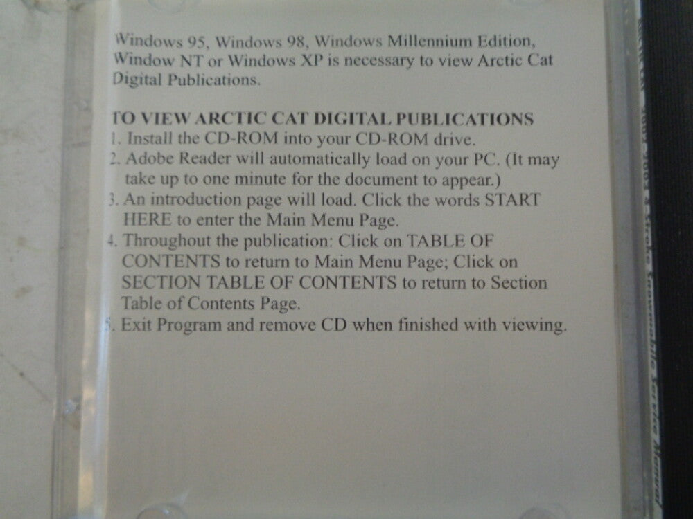 Arctic Cat 2002-2003 Snowmobile Service Manual CD Disc Part# 2256-983