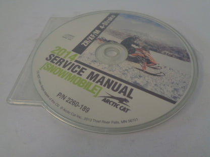 Arctic Cat Snowmobile 2014 ZR/XF/M 4-Stroke Service Manual CD Disc # 2260-189