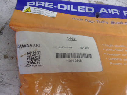 Kawasaki 1994-2007 KX125/250 No Toil Industries Pre-Oiled Air Filter For # 1444