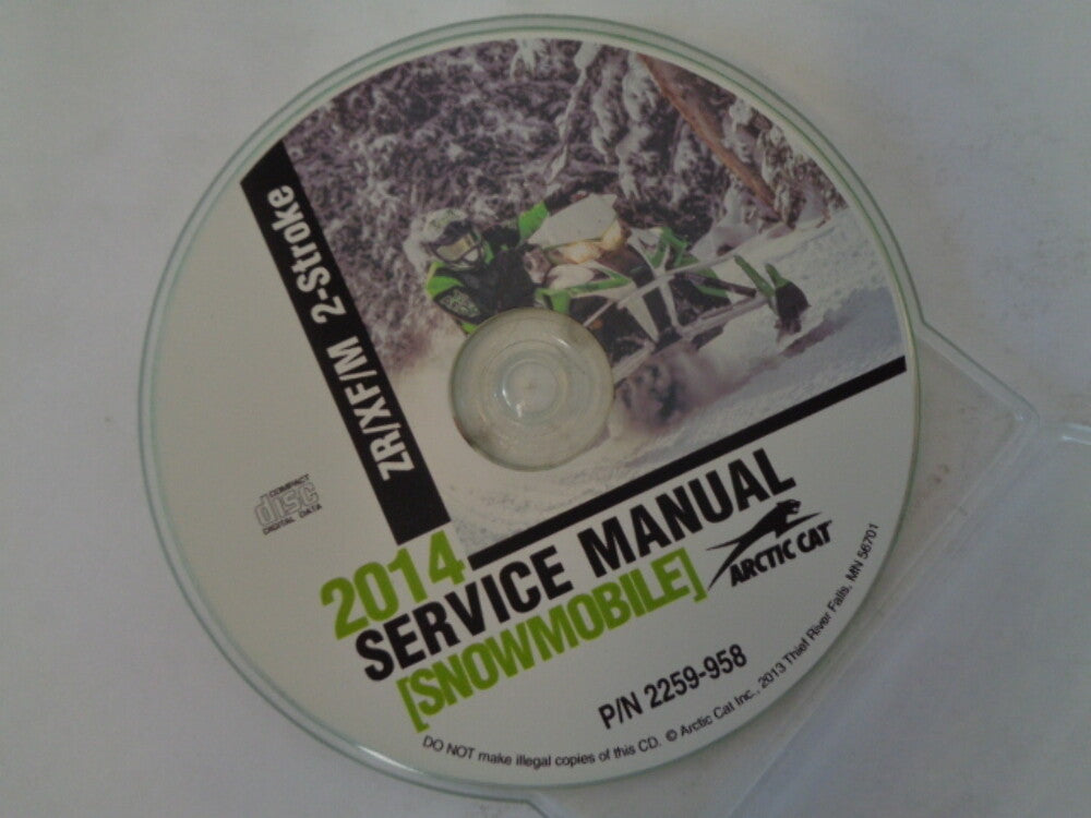 Arctic Cat Snowmobile 2014 ZR/XF/M 2-Stroke Service Manual CD Disc Part 2259-958