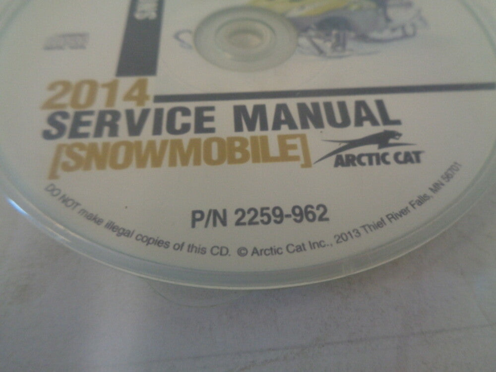 Arctic Cat Snowmobile 2014 Snow Pro 120 Service Manual CD Disc Part# 2259-962