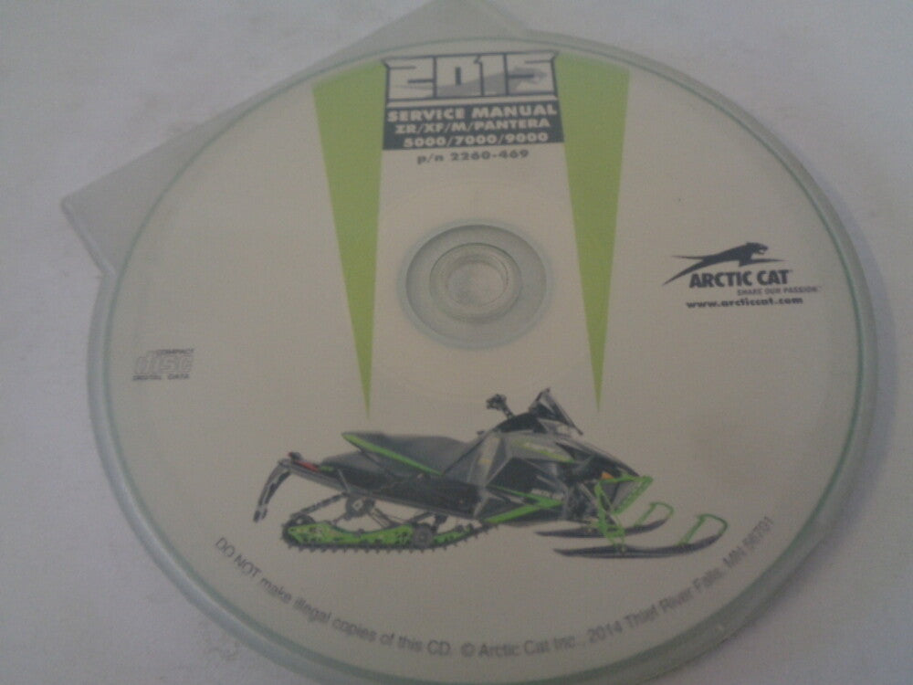 Arctic Cat Snowmobile 2015 ZR/XF/M/Pantera Service Manual CD Disc # 2260-469