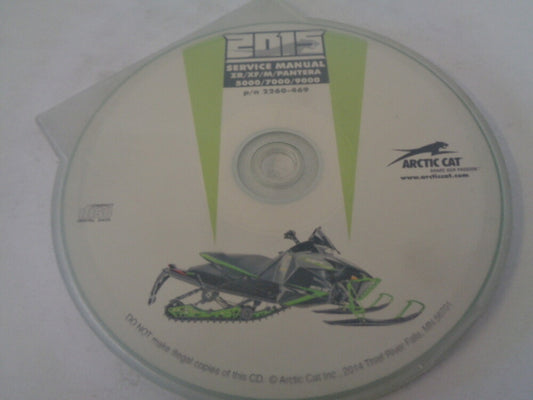 Arctic Cat Snowmobile 2015 ZR/XF/M/Pantera Service Manual CD Disc # 2260-469