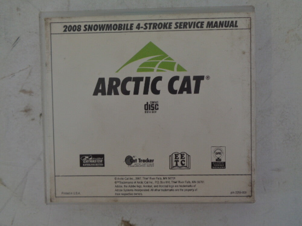 Arctic Cat 2008 4-Stroke Snowmobile Service Manual CD Disc Part# 2259-008