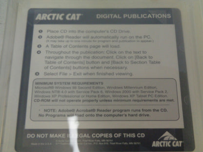 Arctic Cat 2006 Snowmobile High Altitude Guidebook CD / Disc # 2257-806
