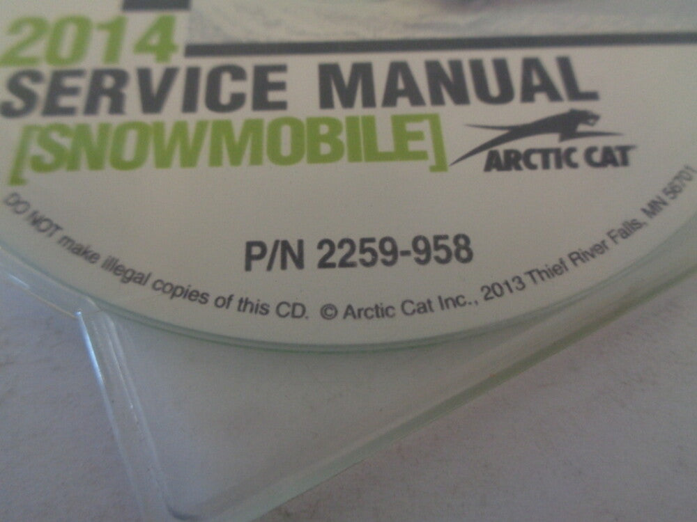 Arctic Cat Snowmobile 2014 ZR/XF/M 2-Stroke Service Manual CD Disc Part 2259-958
