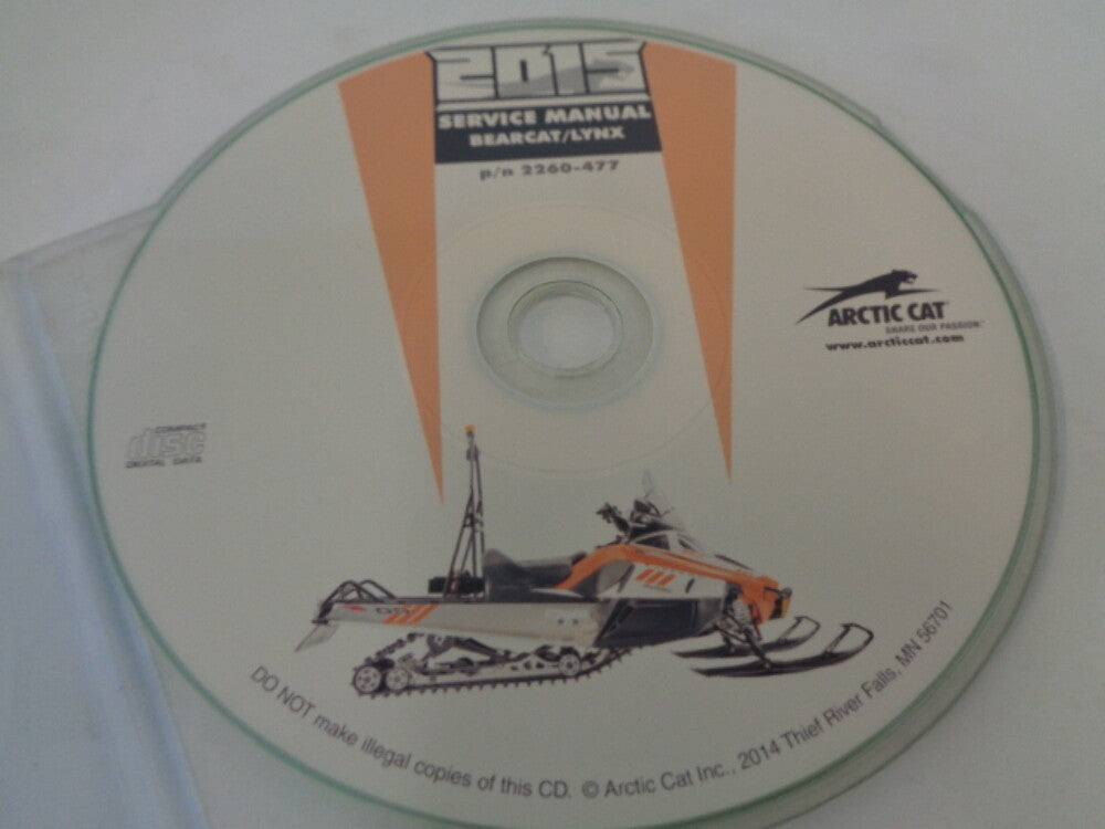Arctic Cat Snowmobile 2015 Bearcat / Lynx Service Manual CD Disc Part# 2260-477