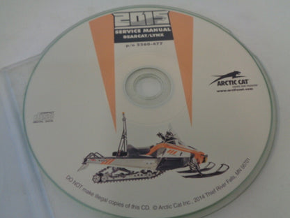 Arctic Cat Snowmobile 2015 Bearcat / Lynx Service Manual CD Disc Part# 2260-477