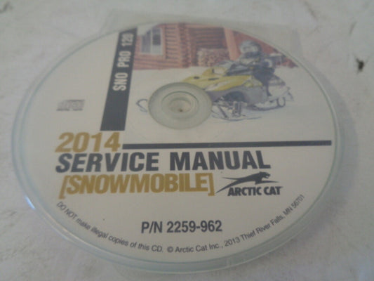 Arctic Cat Snowmobile 2014 Snow Pro 120 Service Manual CD Disc Part# 2259-962