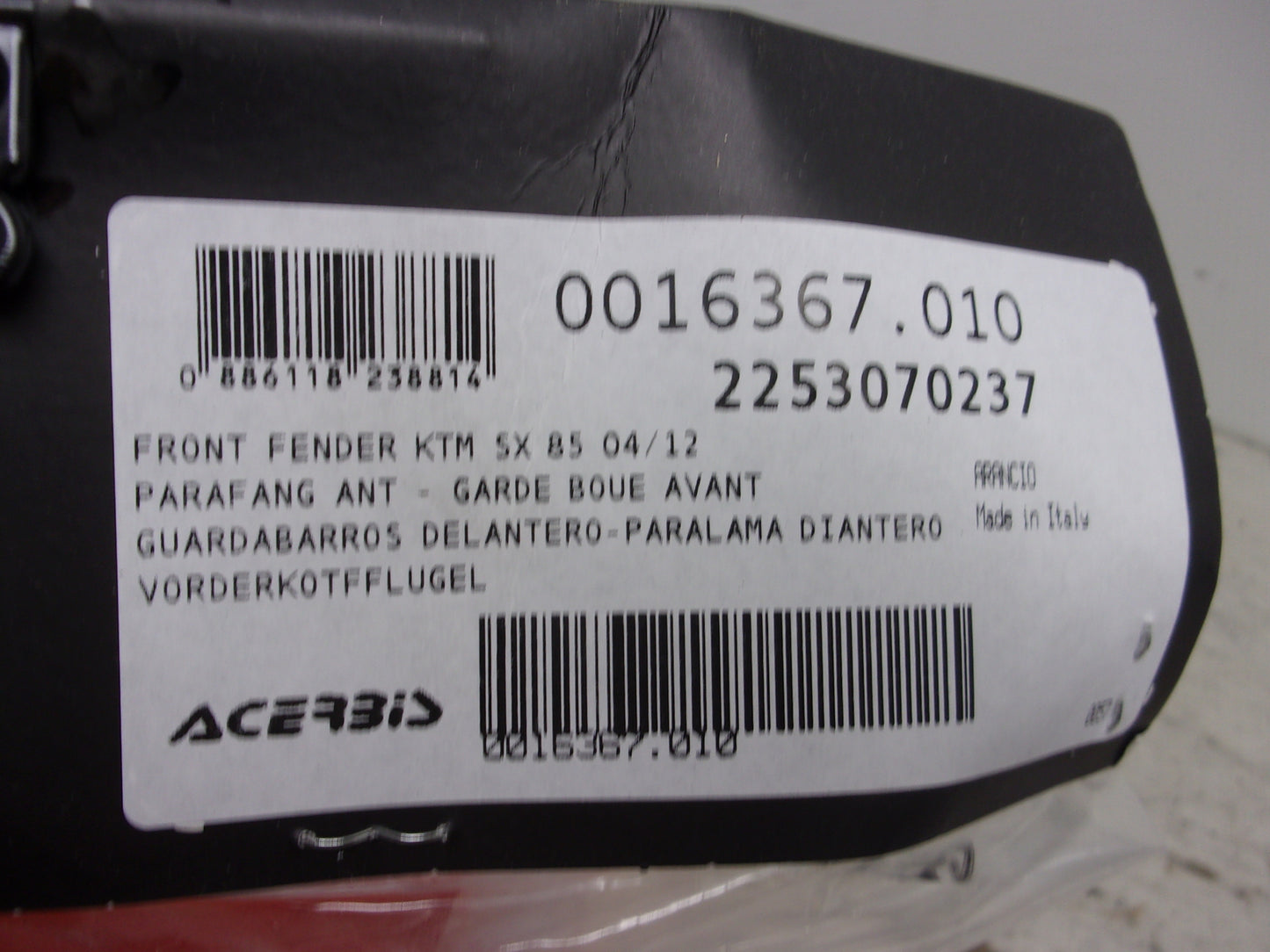 KTM Dirt Bike 2004-2012 SX 85 NEW Acerbis Orange Front Fender Part# 0016367.010