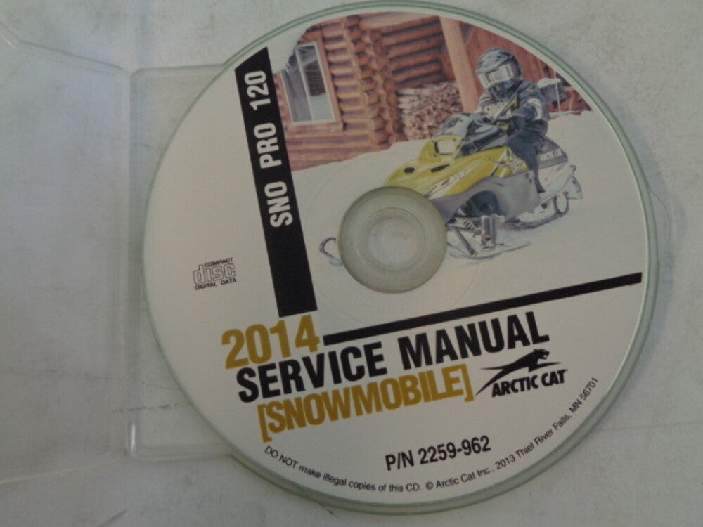 Arctic Cat Snowmobile 2014 Snow Pro 120 Service Manual CD Disc Part# 2259-962
