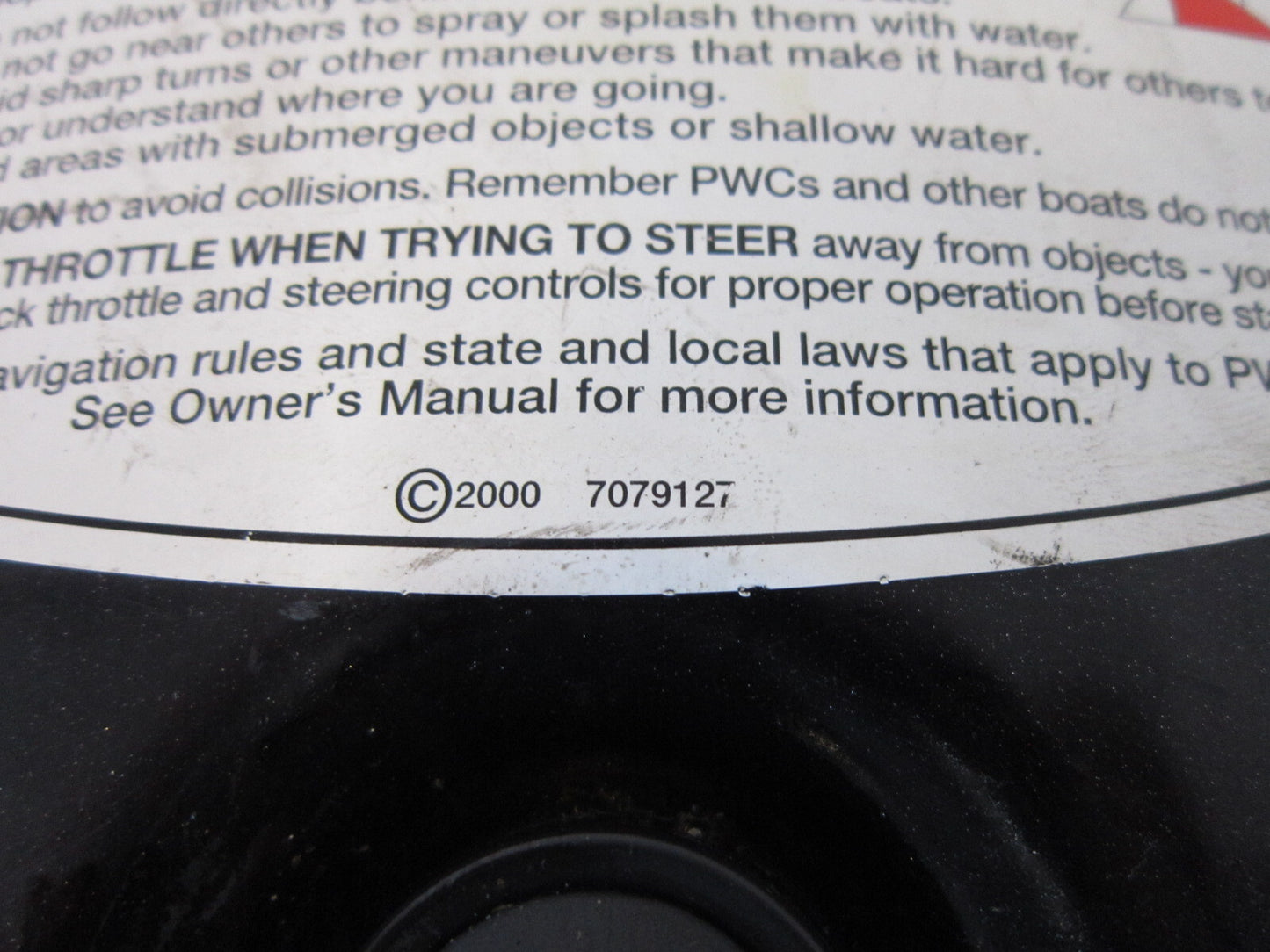 Polaris PWC Watercraft 2001 Virage / Genesis Black Console Lid Part 5434176-1093