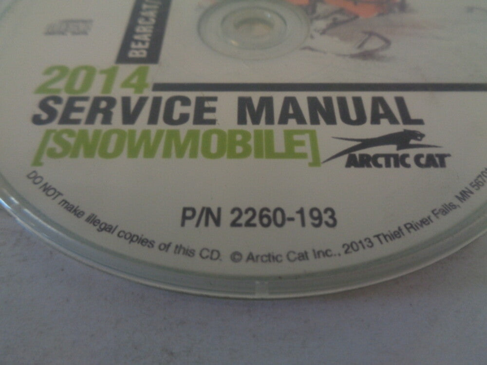 Arctic Cat Snowmobile 2014 Bearcat / T / F5 Service Manual CD Disc Part 2260-193