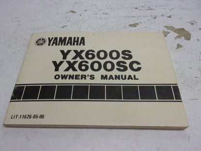 Yamaha Owners Manual 1986 YX600S YX600SC LIT-11626-05-06