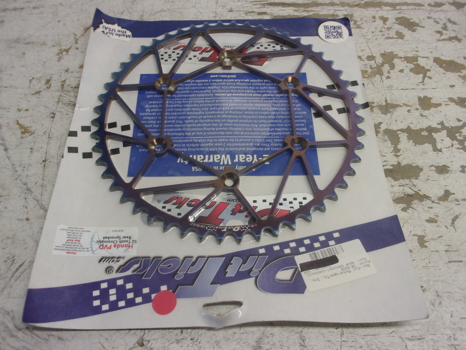 Honda Dirt Bike Dirt Tricks Zirconium Sprocket 52 Tooth Chromatic # CR-52-SE-C