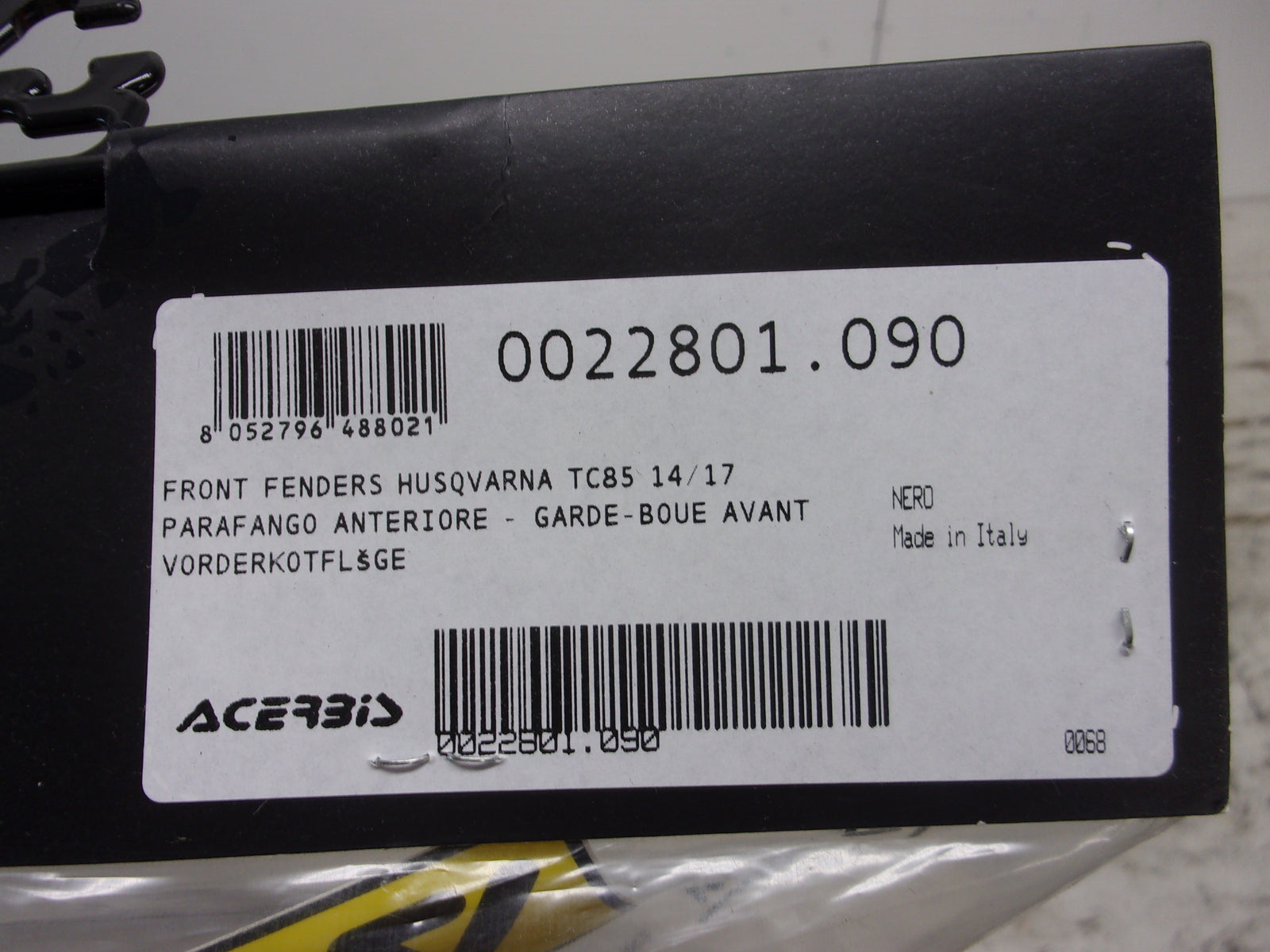 Husqvarna 2014-2017 TC85 NEW Acerbis Black Front Fender Part# 0022801.090