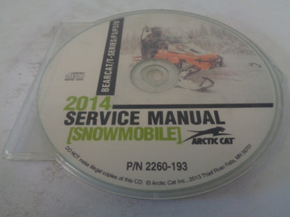 Arctic Cat Snowmobile 2014 Bearcat / T / F5 Service Manual CD Disc Part 2260-193