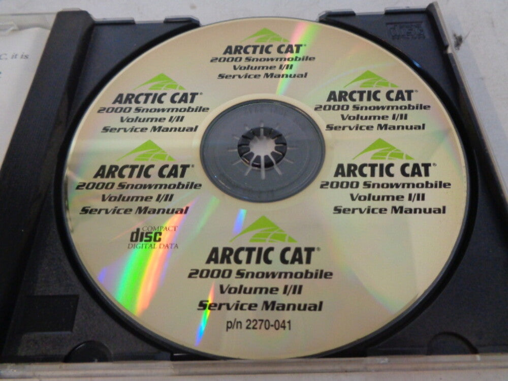 Arctic Cat 2000 Snowmobile Service Manual CD Disc Part# 2270-041