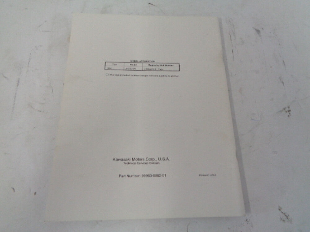 Kawasaki Jet Ski 1994 XIR 750 OEM Service Manual Supplement # 99963-0062-51