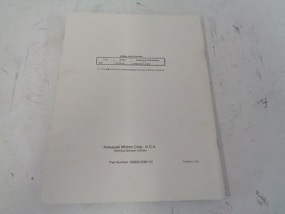 Kawasaki Jet Ski 1994 XIR 750 OEM Service Manual Supplement # 99963-0062-51