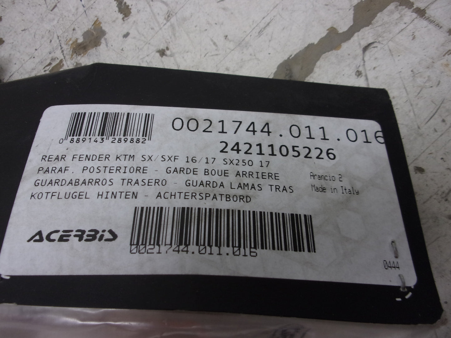 Acerbis Orange Rear Fender for KTM 2016-17 250 350 450 SXF XCF Part# 2421105226