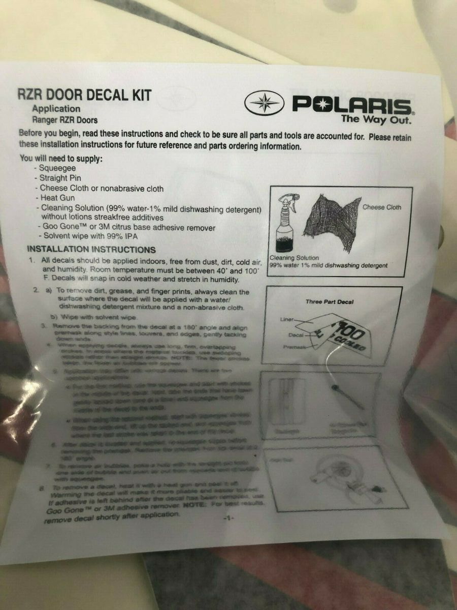 Polaris 2011-12 RZR XP 800 Tribal Door Graphics Decal Kit Part# 2879044 OEM NEW