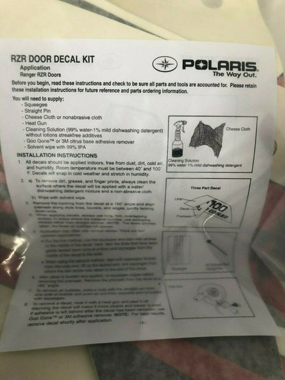 Polaris 2011-12 RZR XP 800 Tribal Door Graphics Decal Kit Part# 2879044 OEM NEW
