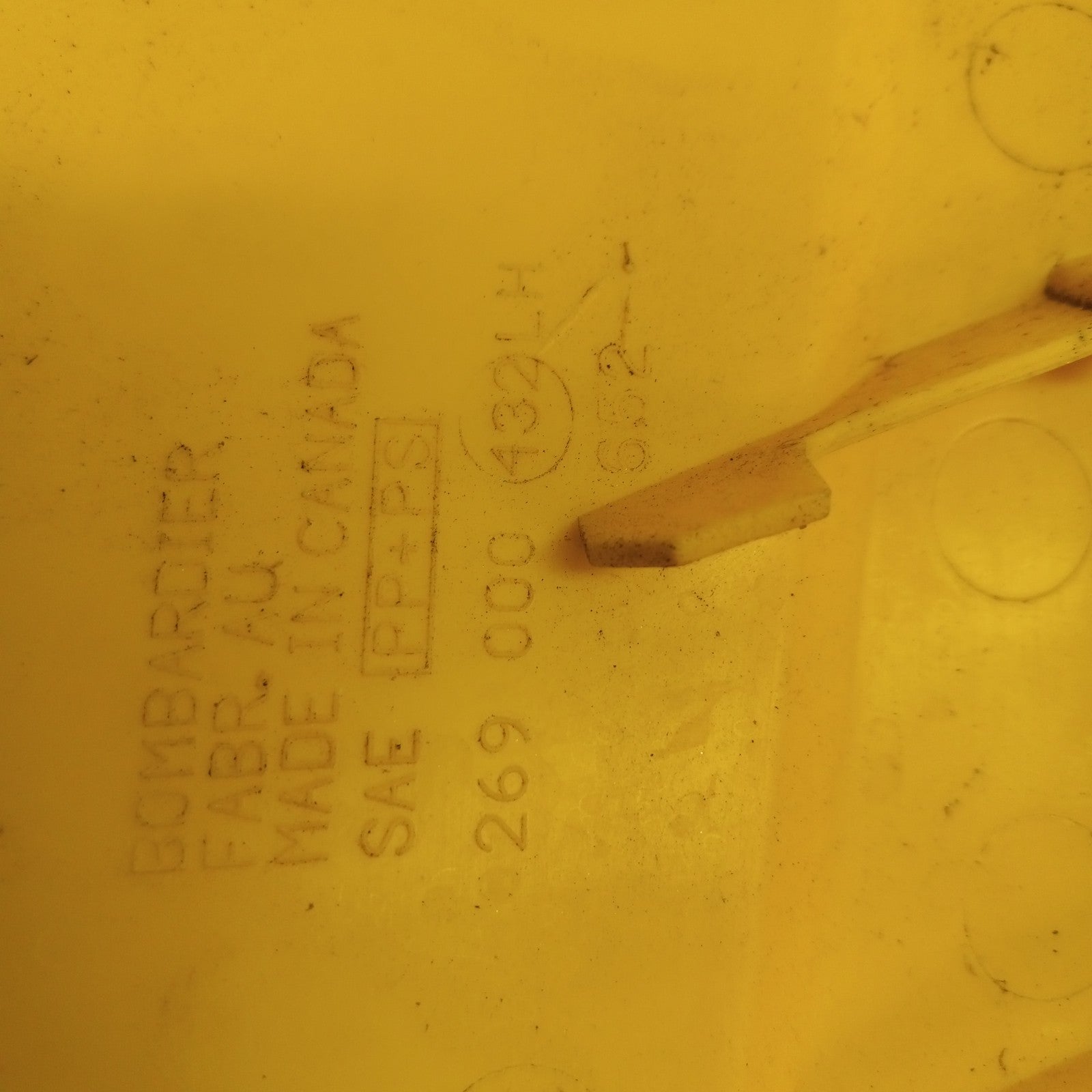 Sea Doo Bombardier 2000-2001 XP OEM Yellow Left Side Frame Cover Part# 269000652