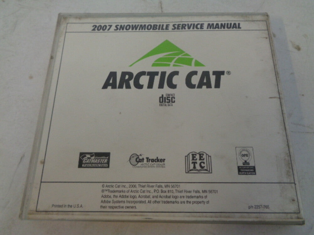 Arctic Cat 2007 Snowmobile Service Manual CD Disc Part# 2257-765