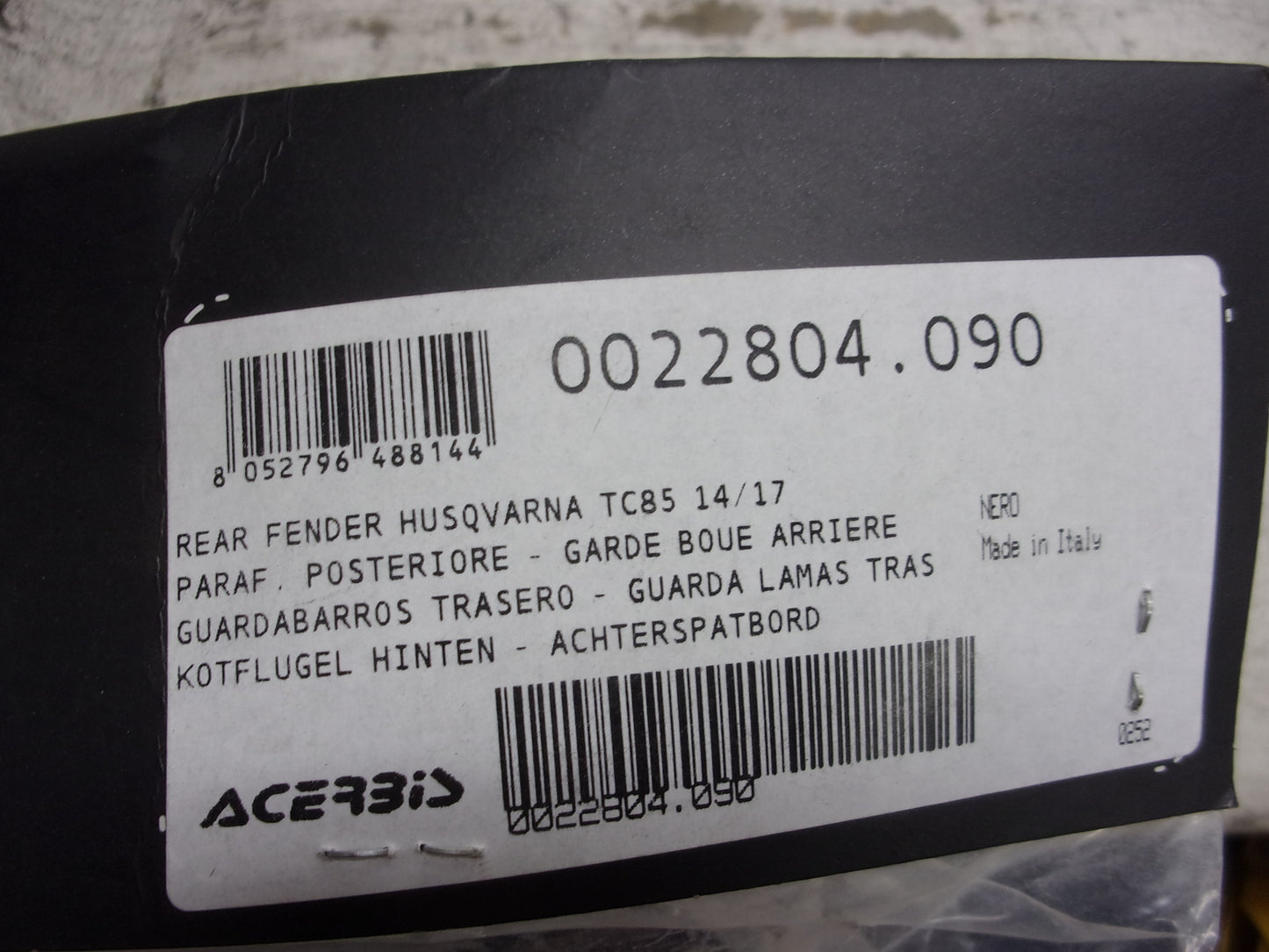 Husqvarna 2014-2017 TC85 NEW Acerbis Black Rear Fender Part# 0022804.090