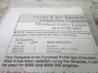 Arctic Cat OEM Service Tool : Flywheel Puller Assembly Part# 0708-684