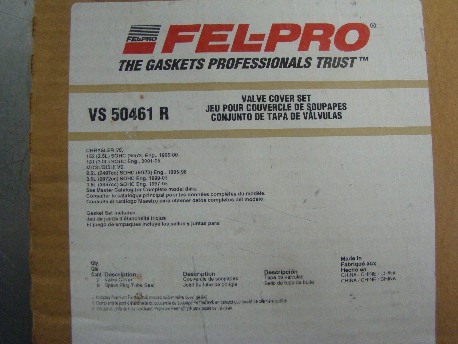 Fel-Pro 50461 R Fits 95-08 MITSUBISHI 3.0L 3.5L VALVE COVER GASKET SET 6G72 6G74