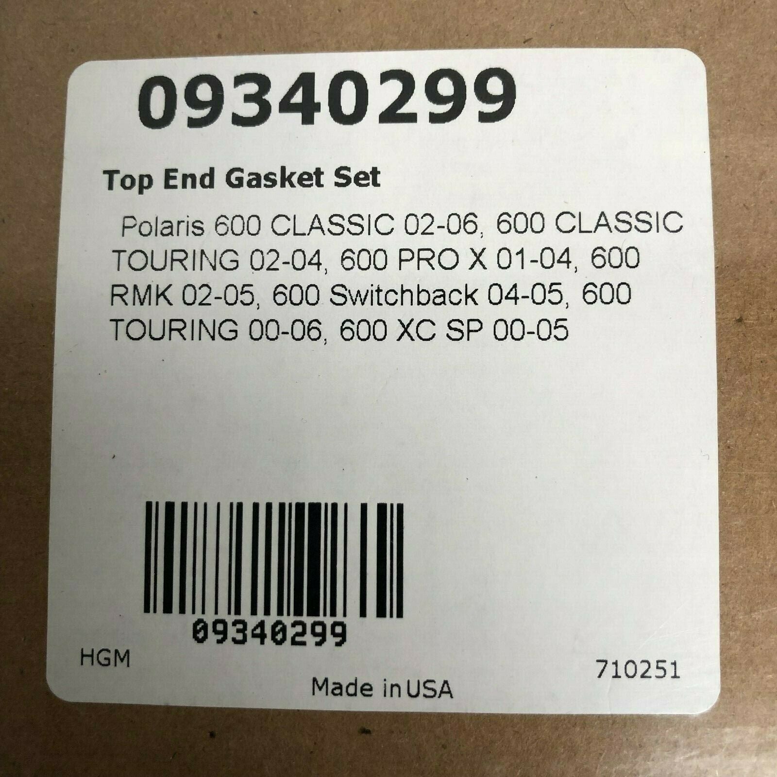 Winderosa Polaris 2001-06 600 Top End Gasket Full Set Part# 0934-0299 OEM NEW
