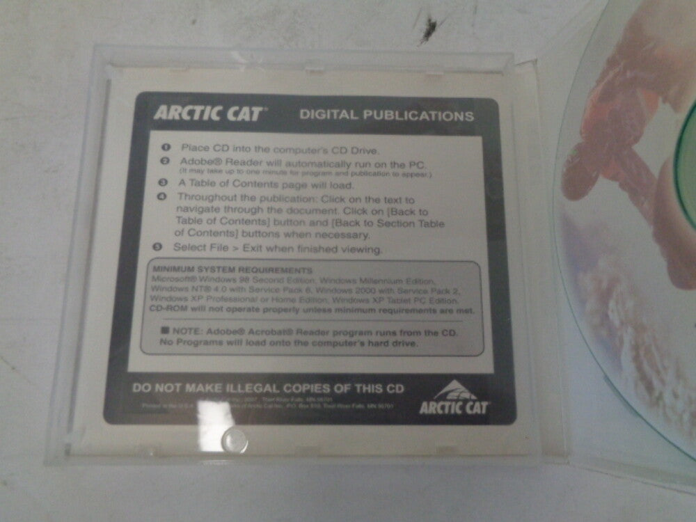 Arctic Cat 2007 Snowmobile High Altitude Guidebook CD / Disc # 2258-107