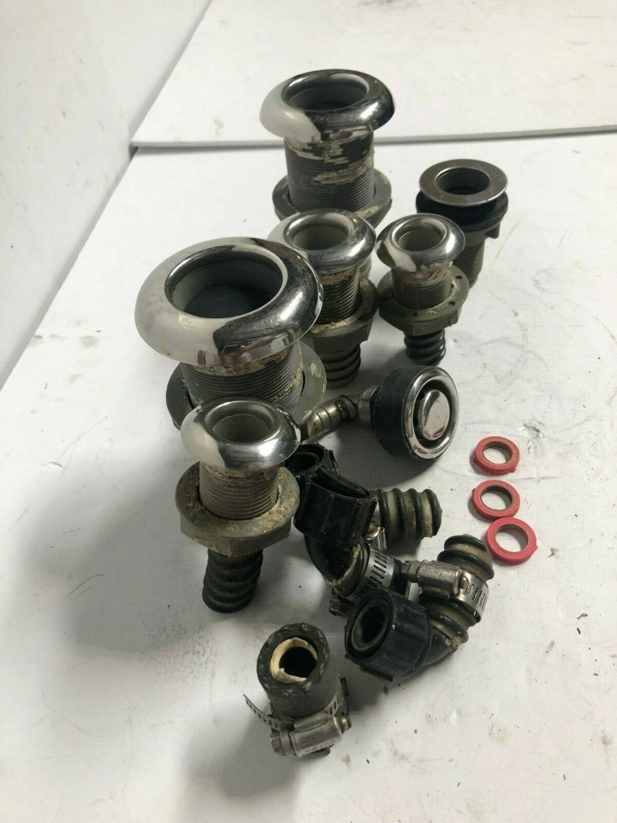 Bilge Fitting Set Plastic Chrome (11 Pieces)