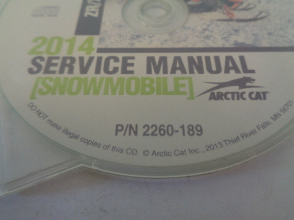 Arctic Cat Snowmobile 2014 ZR/XF/M 4-Stroke Service Manual CD Disc # 2260-189