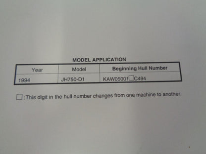 Kawasaki Jet Ski 1994 XIR 750 OEM Service Manual Supplement # 99963-0062-51