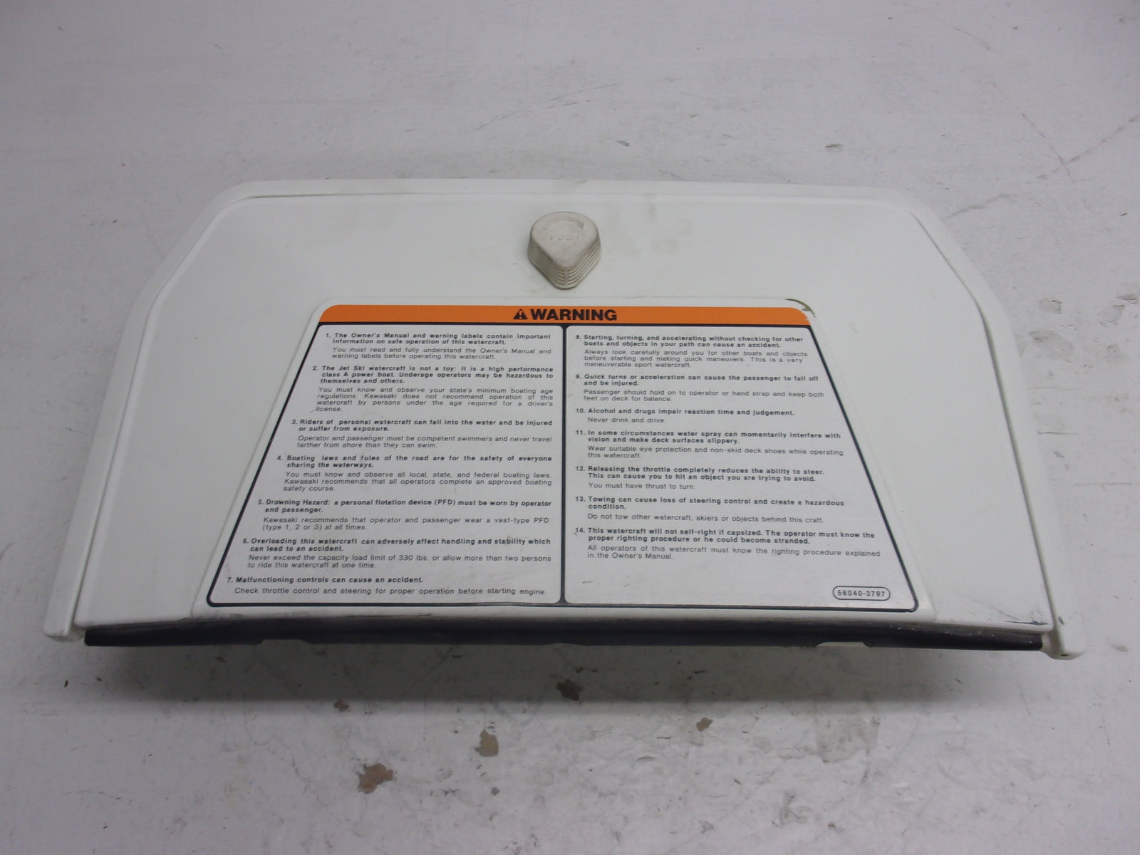 Kawasaki Jet Ski 1989-1996 TS OEM White Glove Box + Lid Part# 39012-3708-8C
