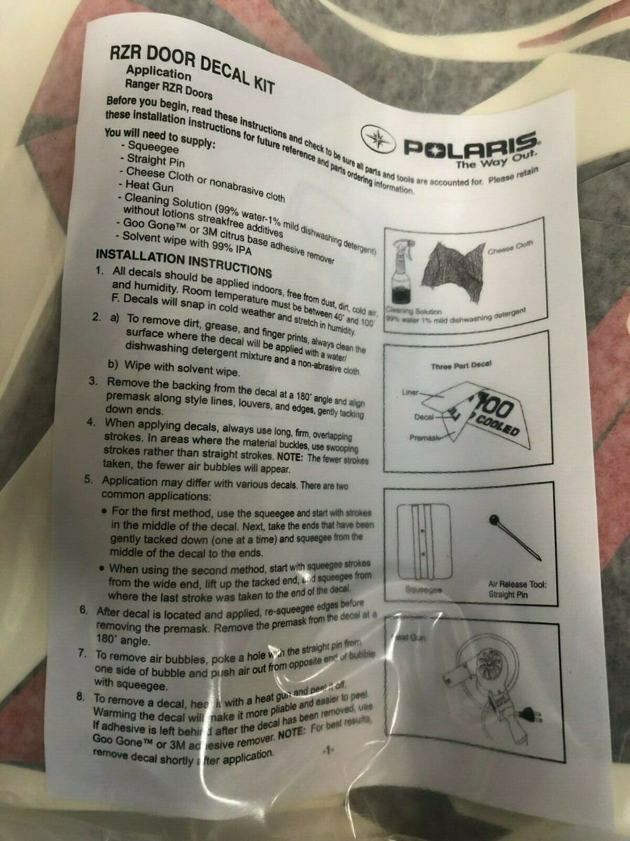 Polaris 2011-12 RZR XP 800 Tribal Door Graphics Decal Kit Part# 2879044 OEM NEW