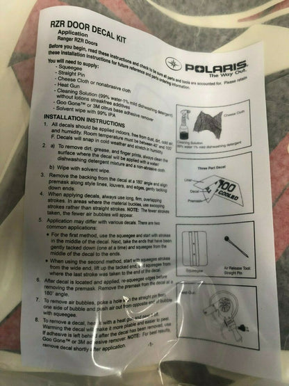 Polaris 2011-12 RZR XP 800 Tribal Door Graphics Decal Kit Part# 2879044 OEM NEW