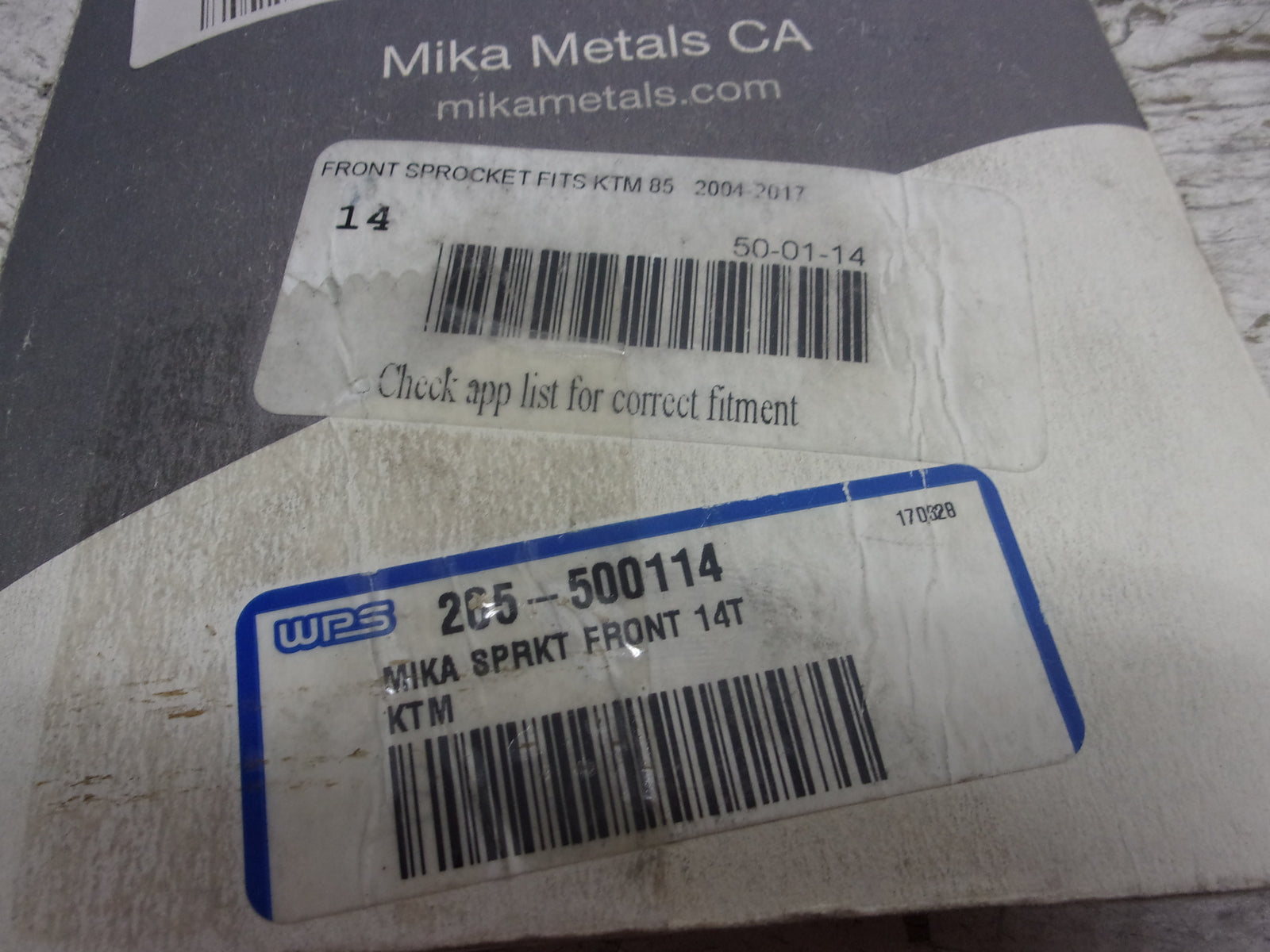 KTM Dirt Bike 2004-2017 85 NEW Mika 14T Front Sprocket Assembly Part# 50-01-14