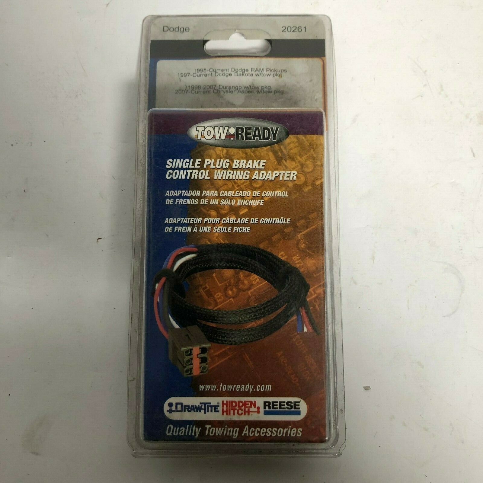 Tow Ready Dodge Chrysler Single Plug Brake Control Wiring Adapter Part# 20261