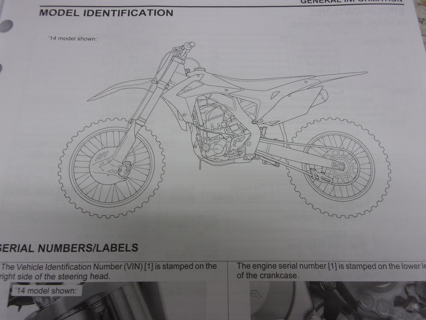 Honda Dirt Bike MX 2014-2007 CRF250R OEM Service Manual Part# 61KRN63