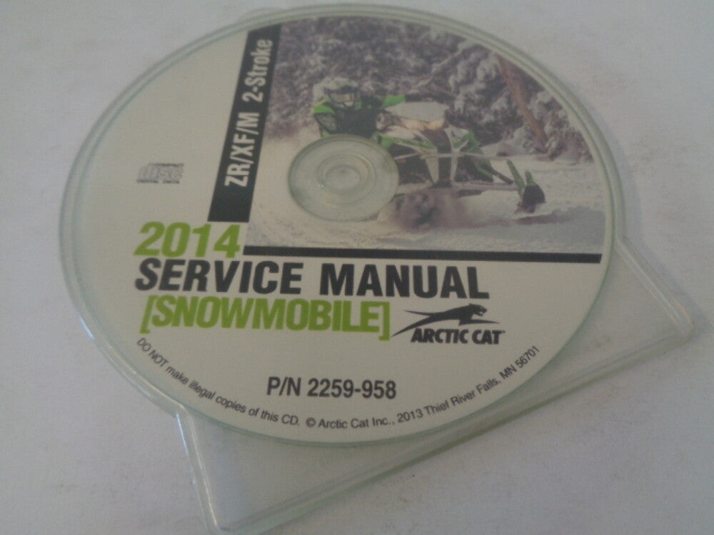 Arctic Cat Snowmobile 2014 ZR/XF/M 2-Stroke Service Manual CD Disc Part 2259-958